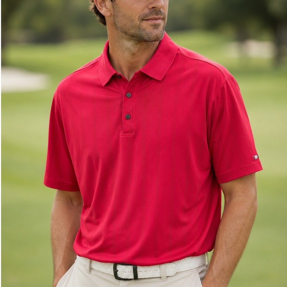 Nike Tiger Woods Collection Red Striped Golf Polo Shirt Mens XL Fit Dry SS READ